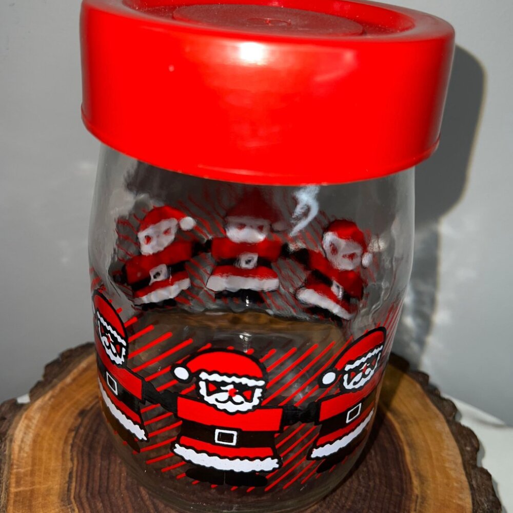 Vintage Carlton Glass Santa Claus Storage Canister Jar